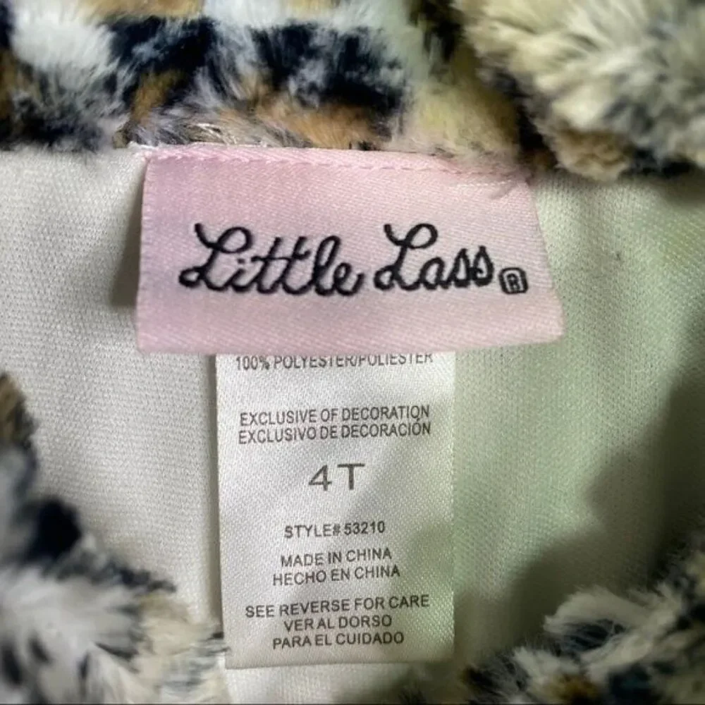 Plush Vest Little Lass Girls Size 4T Cheetah Print